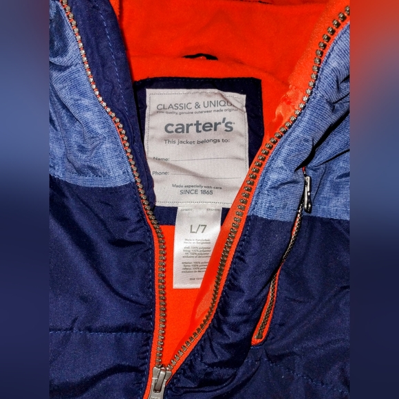 Carter's Kids Size 7 Boys Hooded Jacket EUC - Picture 4 of 5